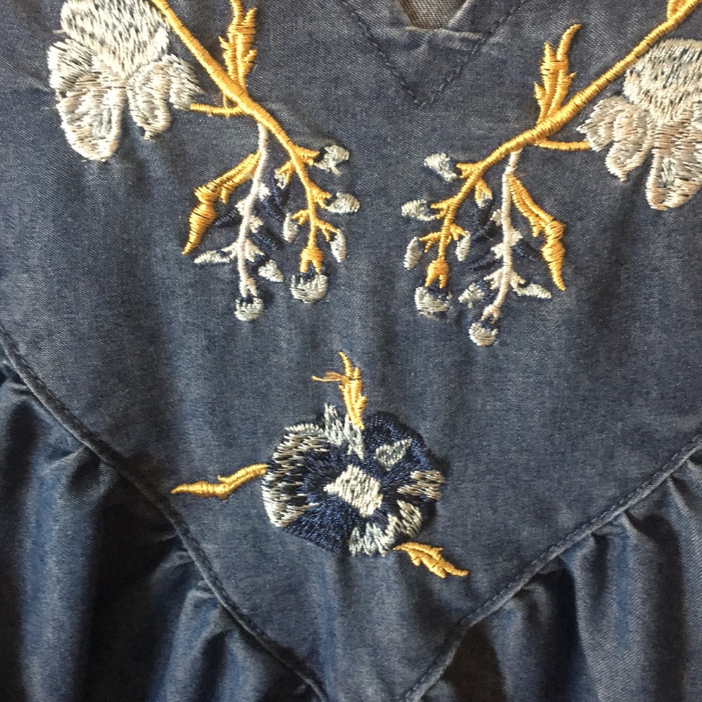 Vintage Cozee Corner Oversized Embroidered Denim Dress Housecoat - Picture 13 of 13